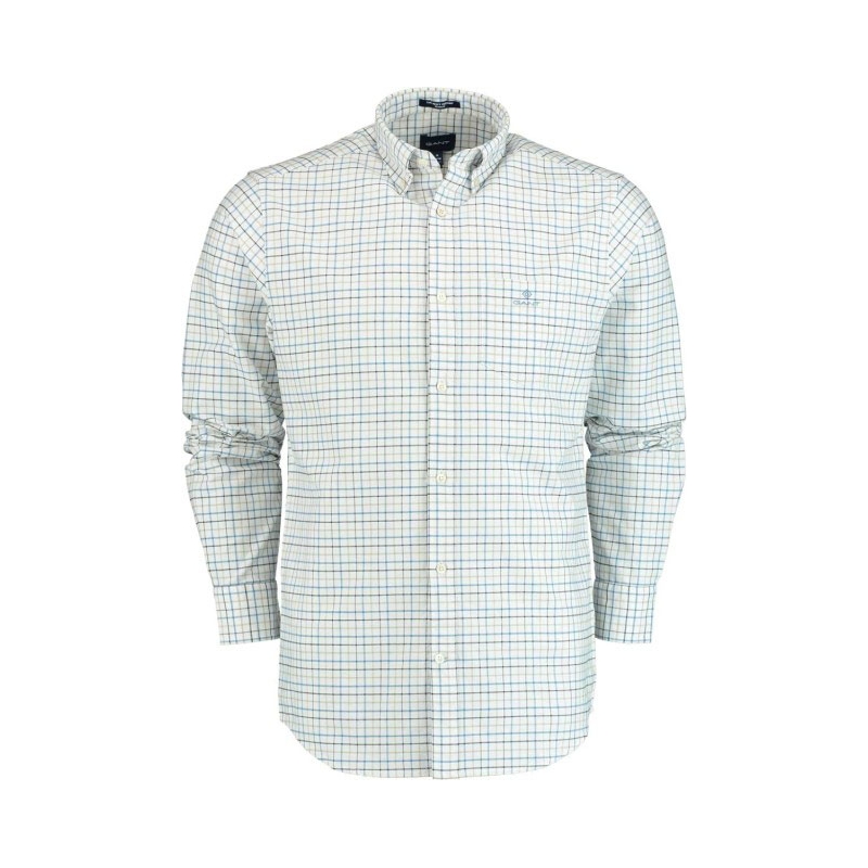 Camisa Gant Lisa de Manga Larga Azul Para Hombre
