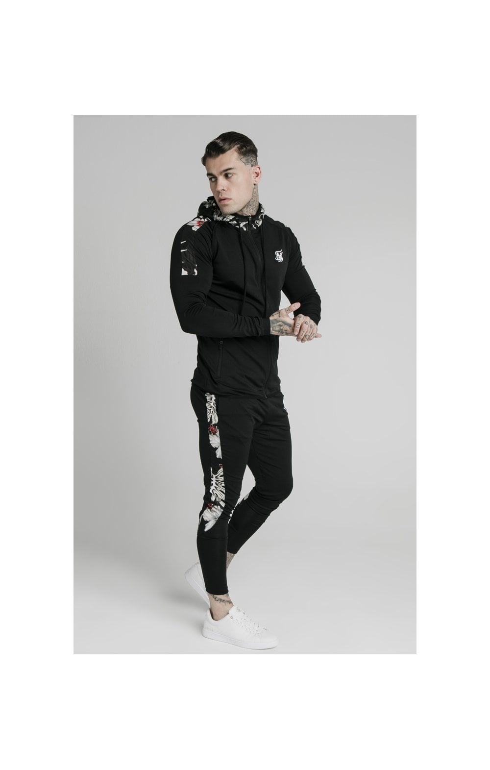 Chandal Siksilk Negro Flores - Esports Martin